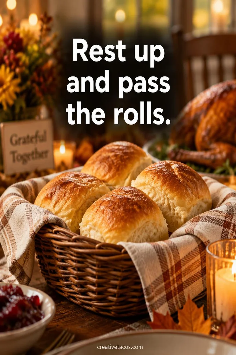Quote card: Rest up and pass the rolls.