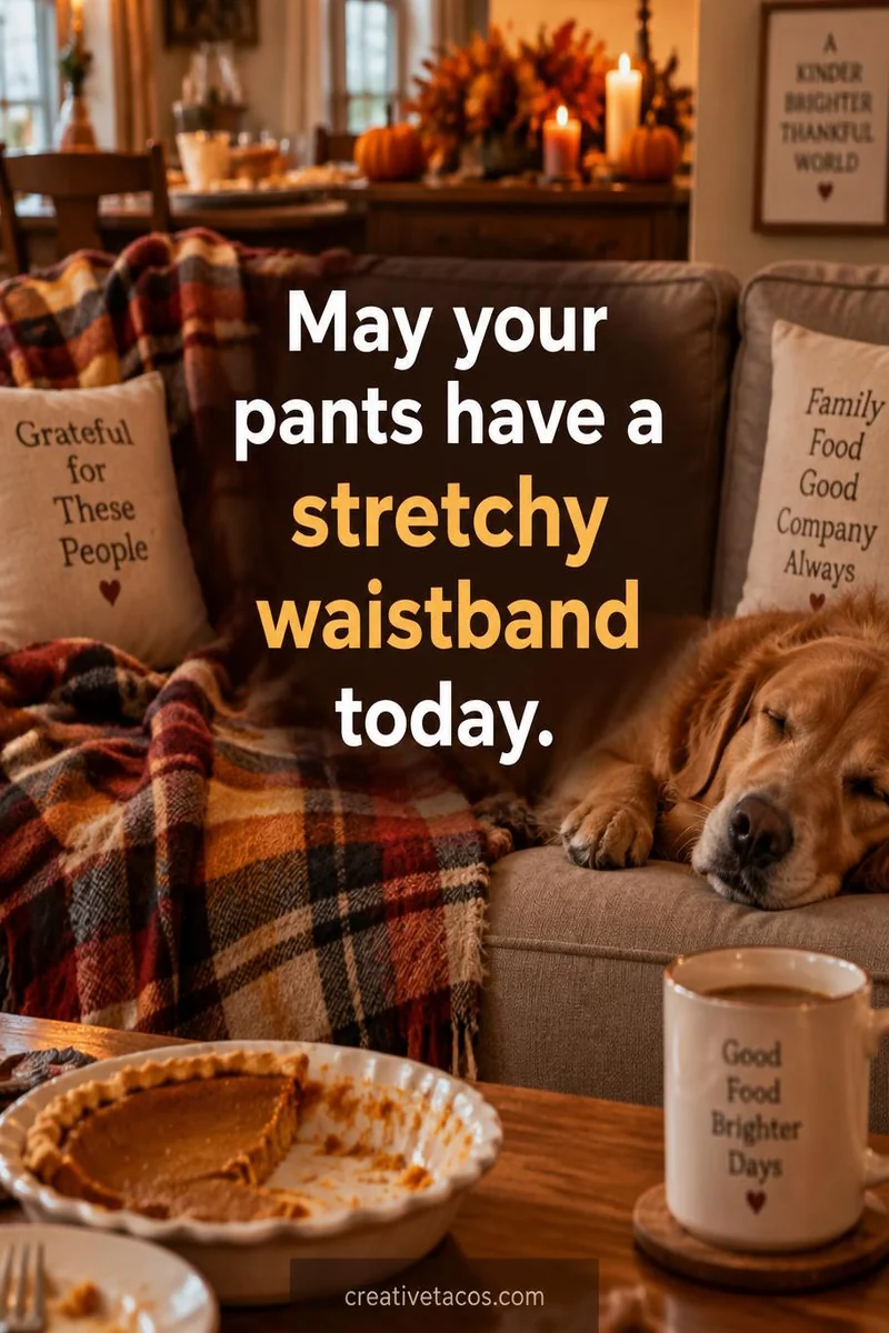 Quote card: May your pants have a stretchy waistband today.