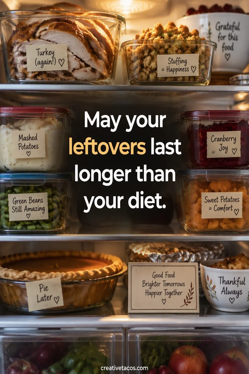 Quote card: May your leftovers last longer than your diet.