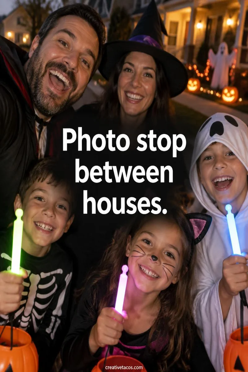 Quote card: Photo stop between houses.