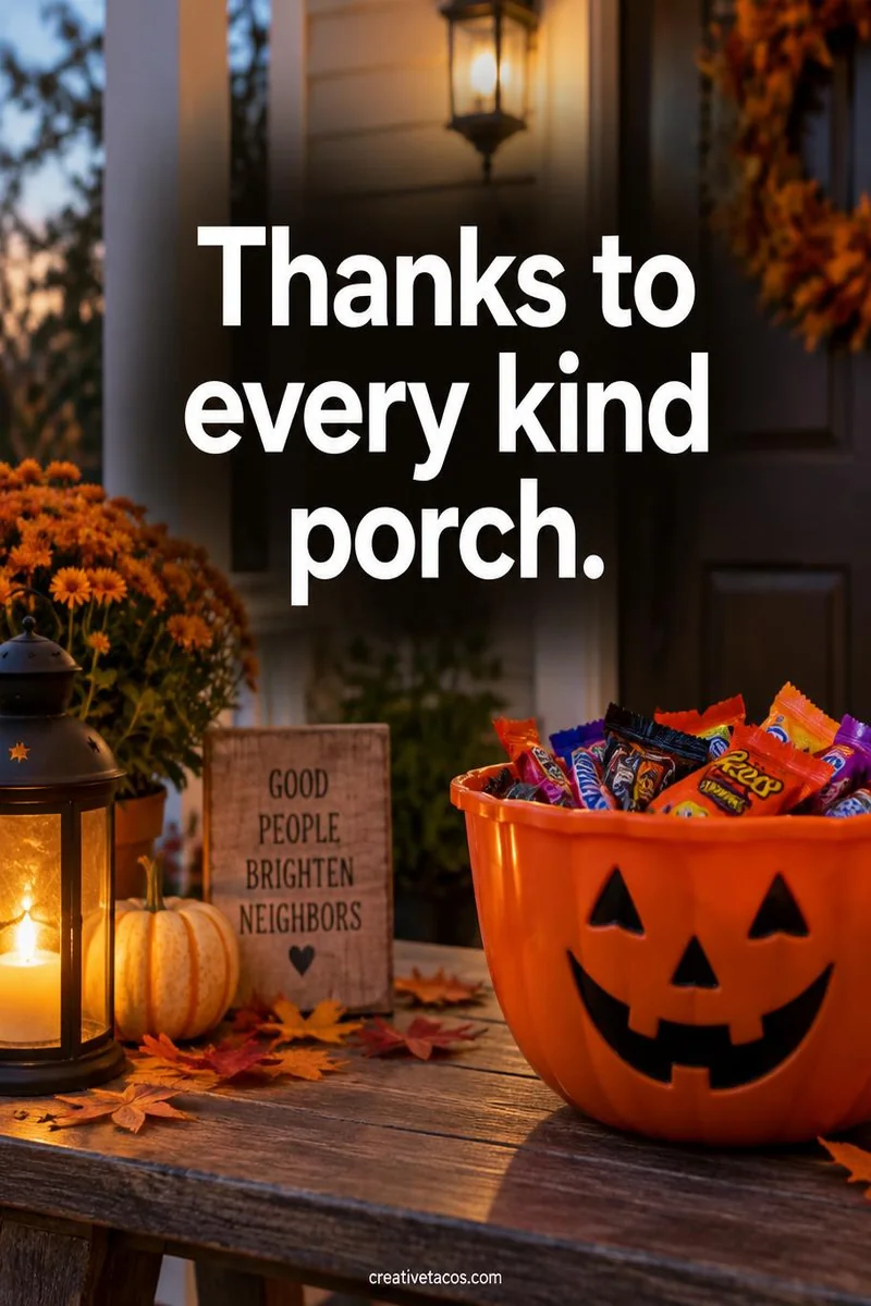 Quote card: Thanks to every kind porch.