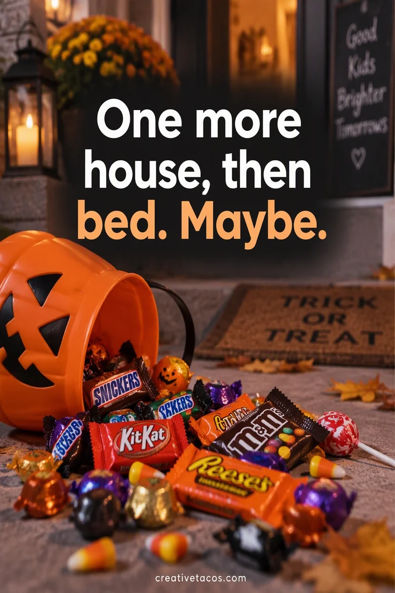 Quote card: One more house, then bed. Maybe.