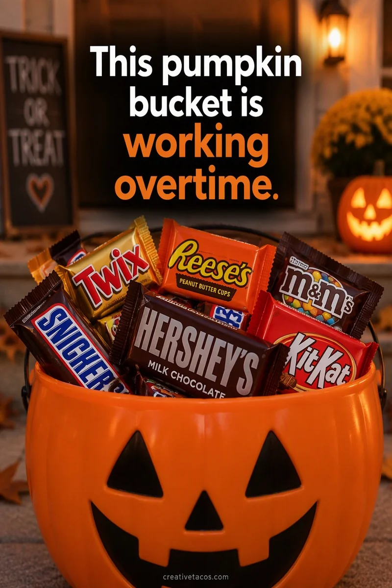 Quote card: This pumpkin bucket is working overtime.