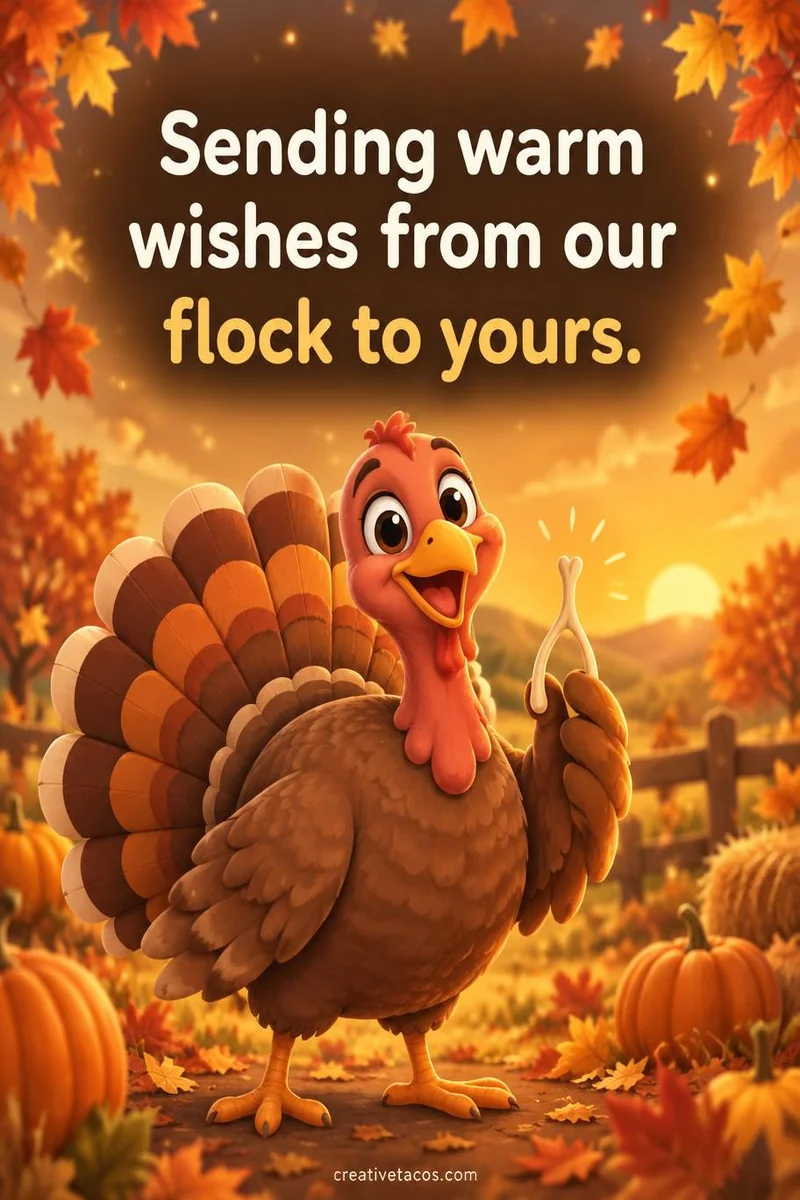 Quote card: Sending warm wishes from our flock to yours.