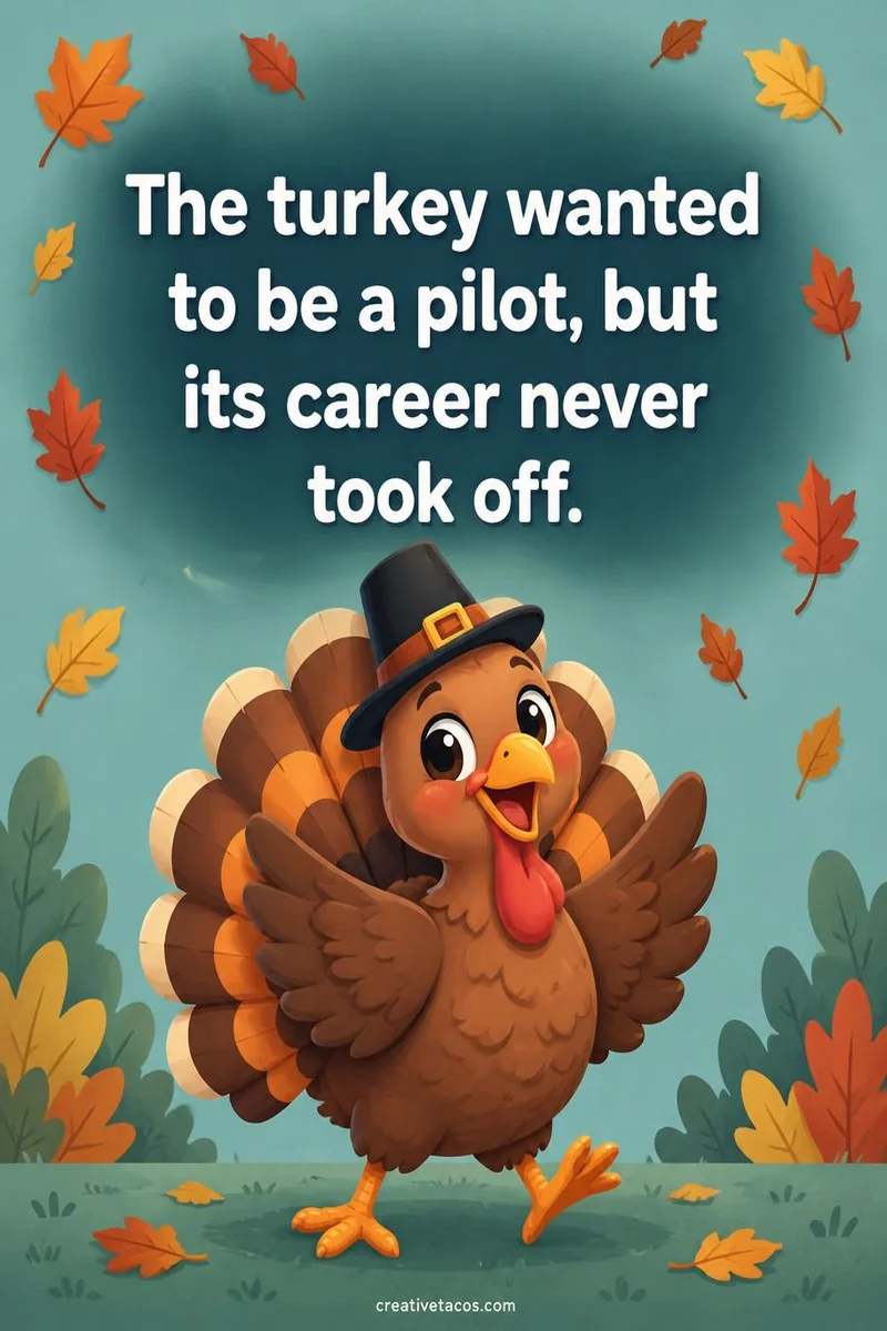 Quote card: The turkey wanted to be a pilot, but its career never took off.