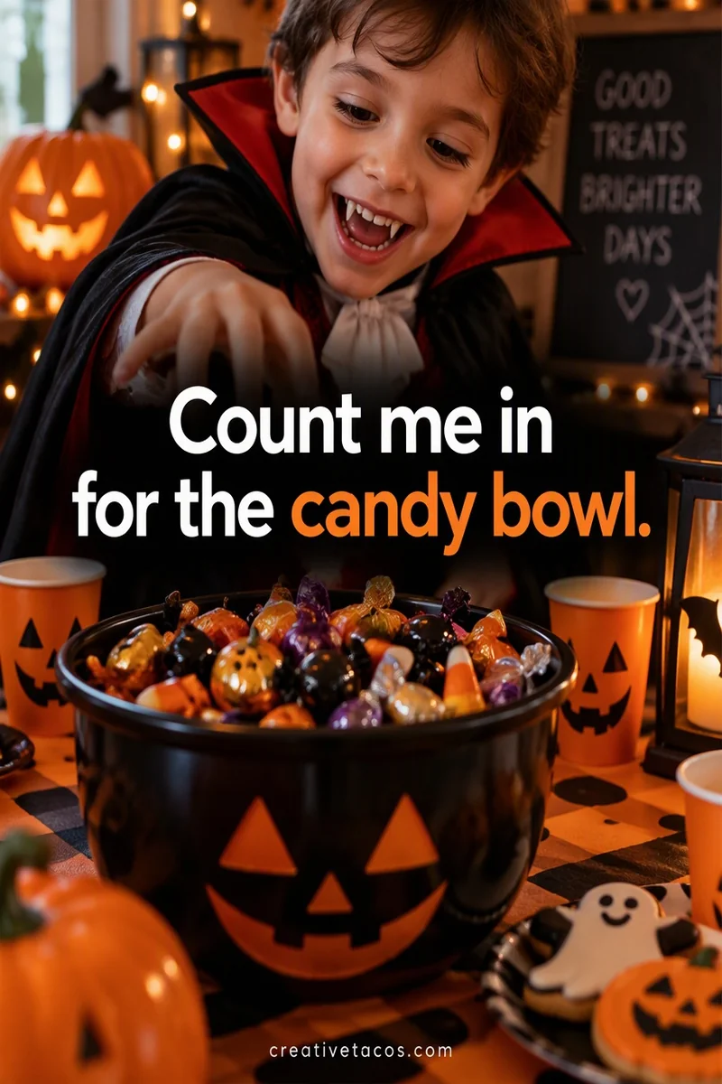 Quote card: Count me in for the candy bowl.