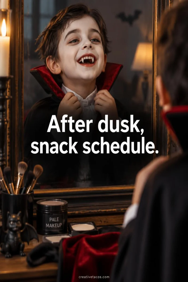 Quote card: After dusk, snack schedule.