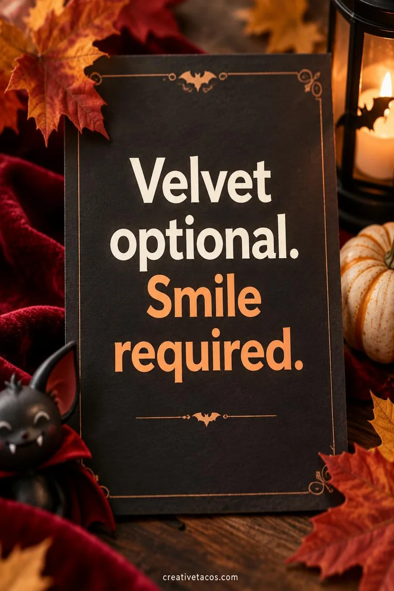 Quote card: Velvet optional. Smile required.