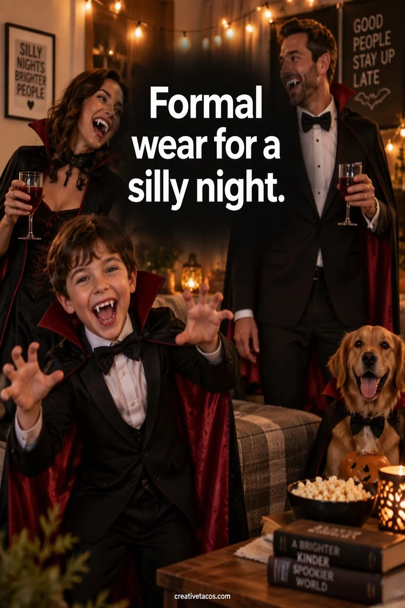 Quote card: Formal wear for a silly night.