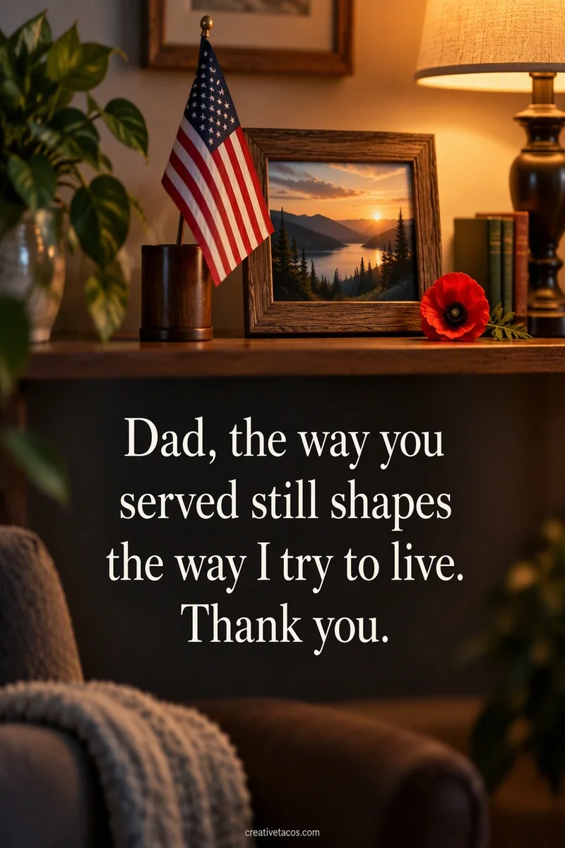 Quote card: Dad, the way you served still shapes the way I try to live. Thank you.
