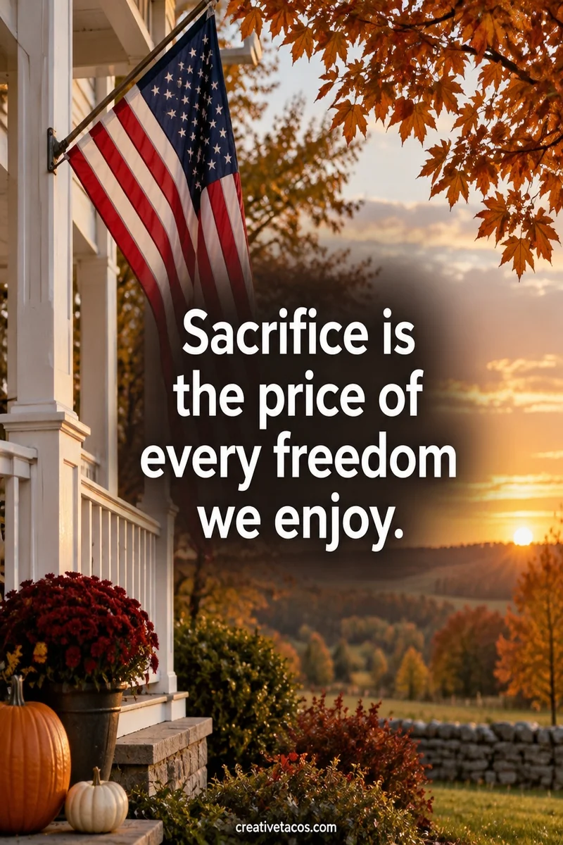 Quote card: Sacrifice is the price of every freedom we enjoy.