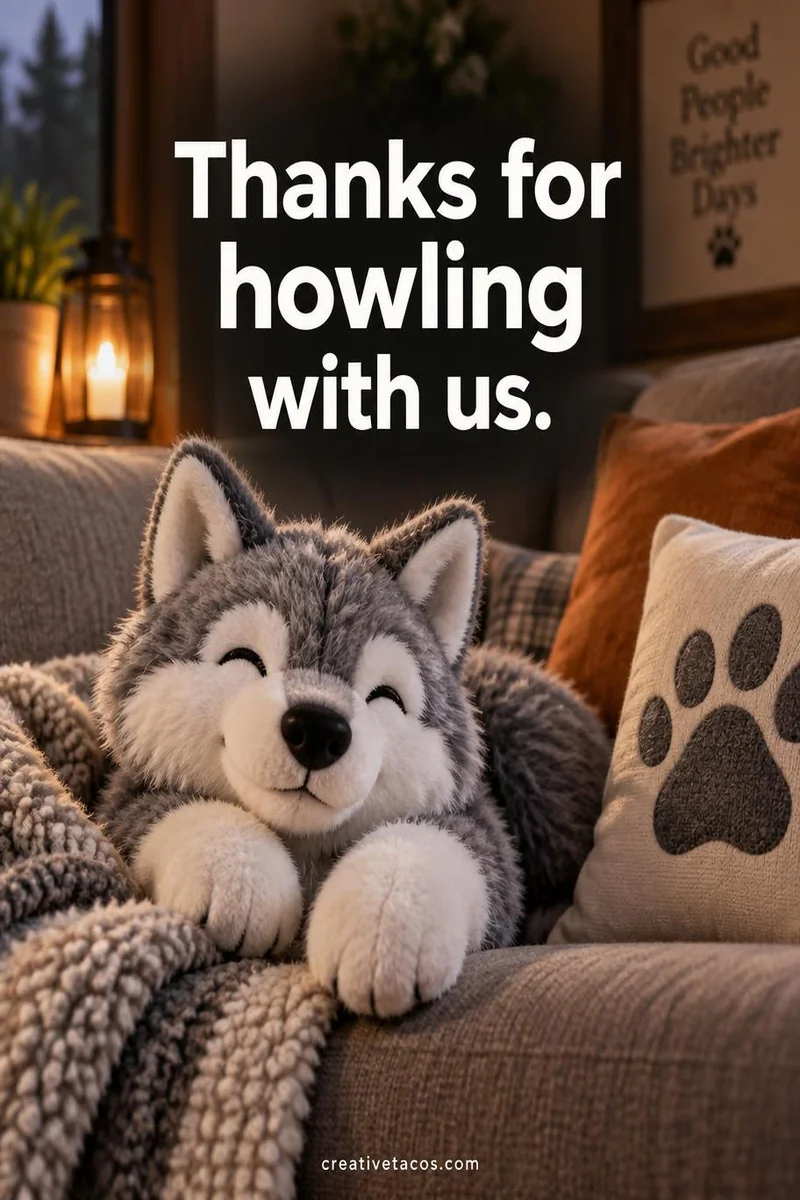 Quote card: Thanks for howling with us.