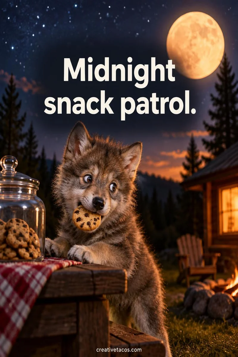 Quote card: Midnight snack patrol.
