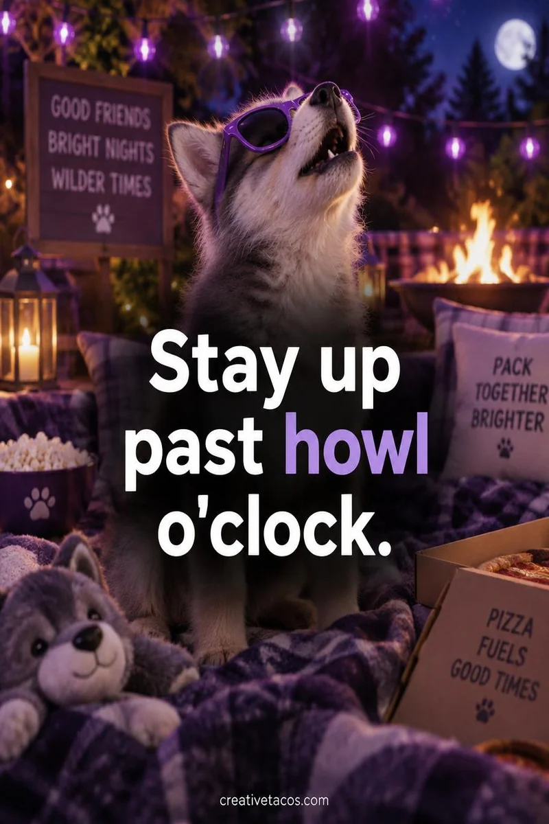 Quote card: Stay up past howl o'clock.