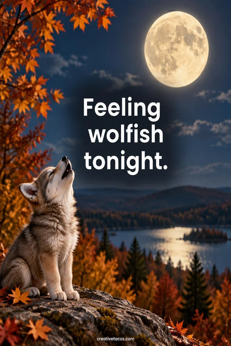 Quote card: Feeling wolfish tonight.