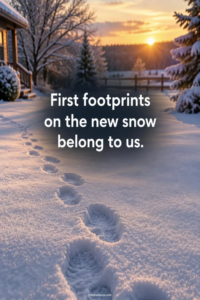 Quote card: First footprints on the new snow belong to us.