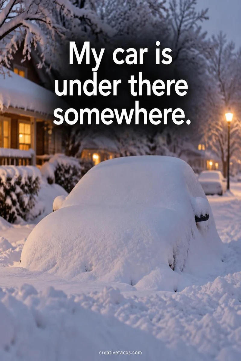Quote card: My car is under there somewhere.