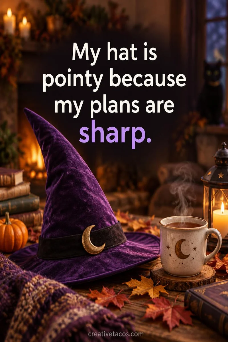 Quote card: My hat is pointy because my plans are sharp.
