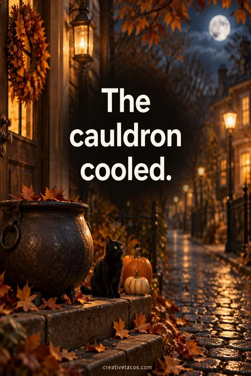 Quote card: The cauldron cooled.