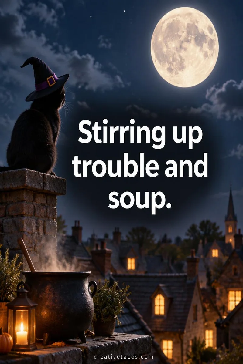 Quote card: Stirring up trouble and soup.