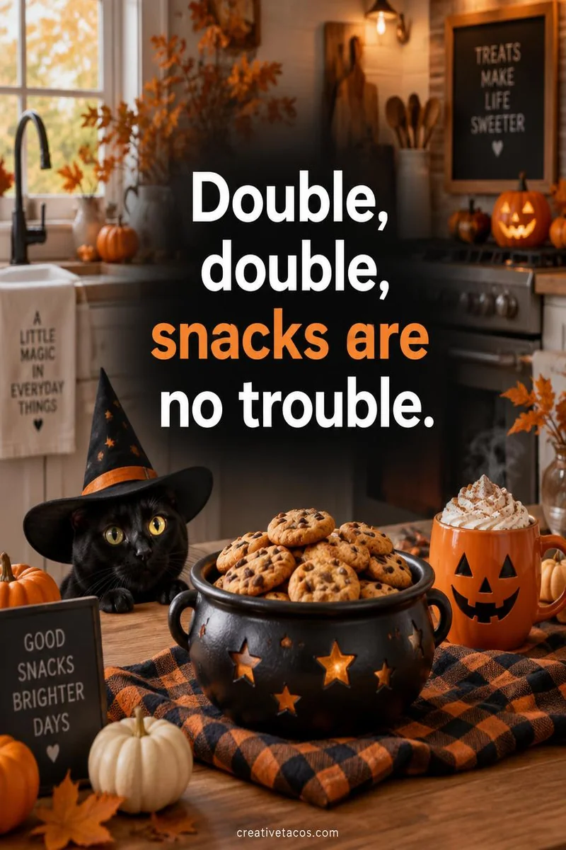 Quote card: Double, double, snacks are no trouble.