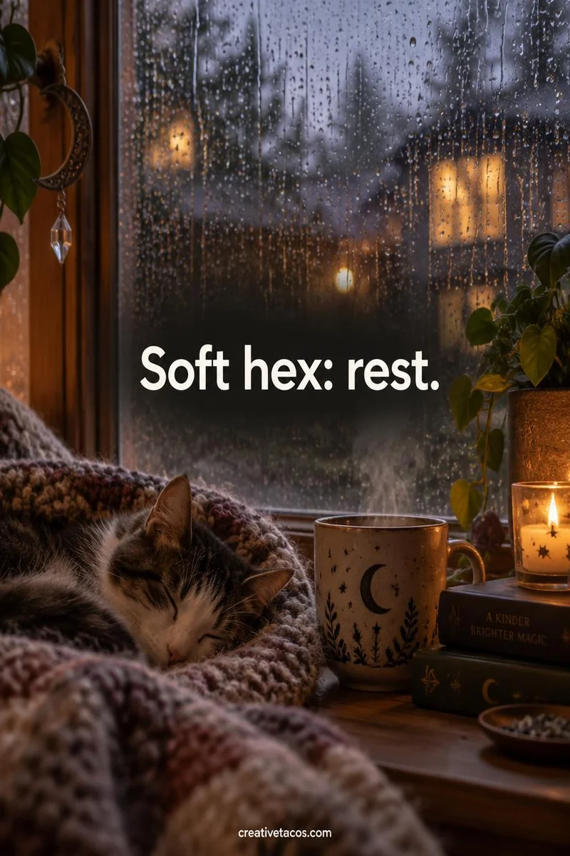 Quote card: Soft hex: rest.