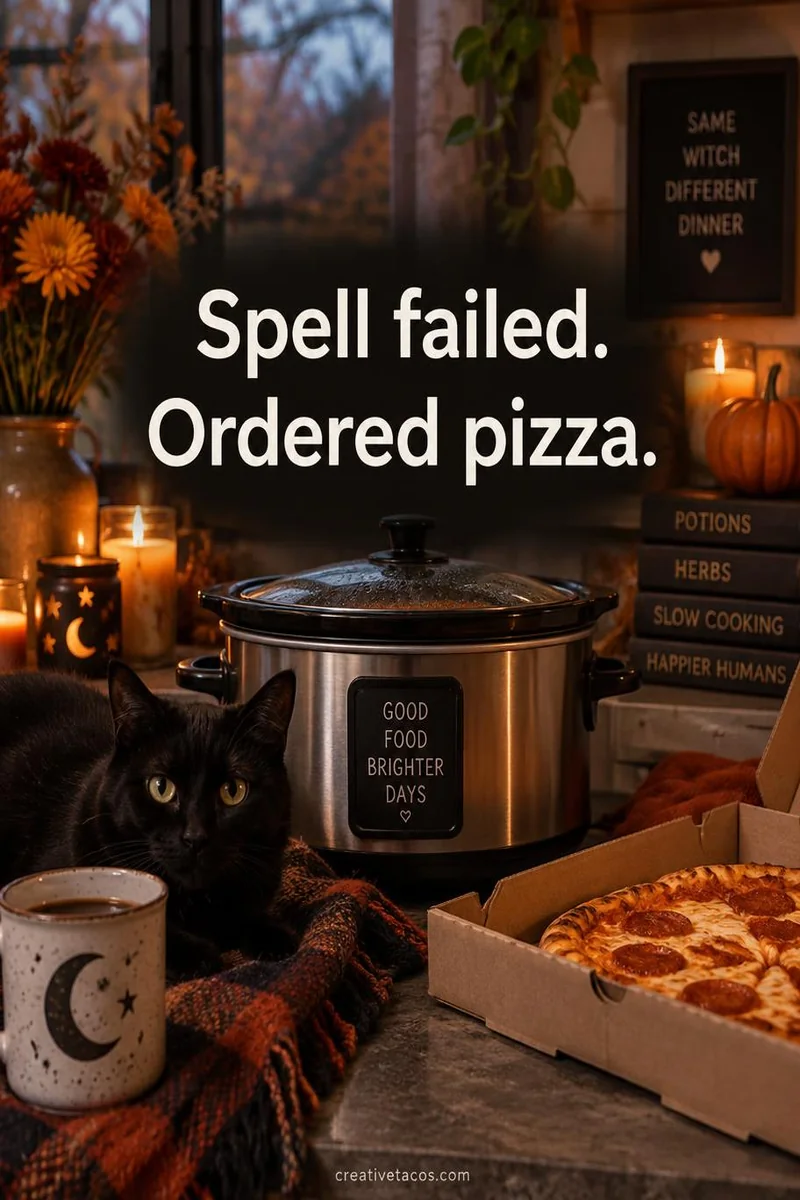 Quote card: Spell failed. Ordered pizza.