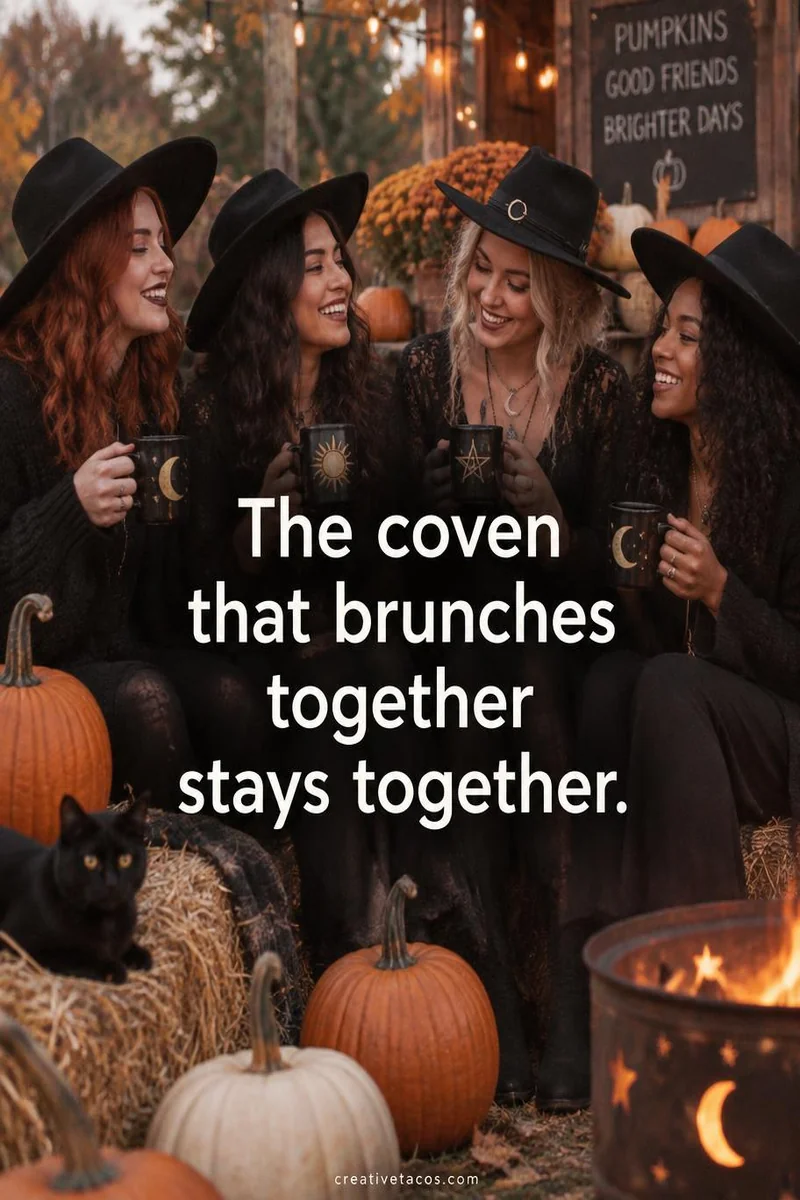 Quote card: The coven that brunches together stays together.