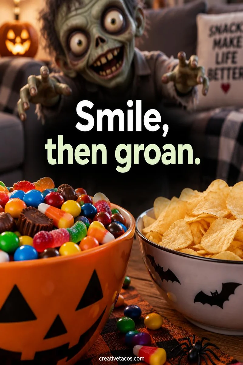 Quote card: Smile, then groan.