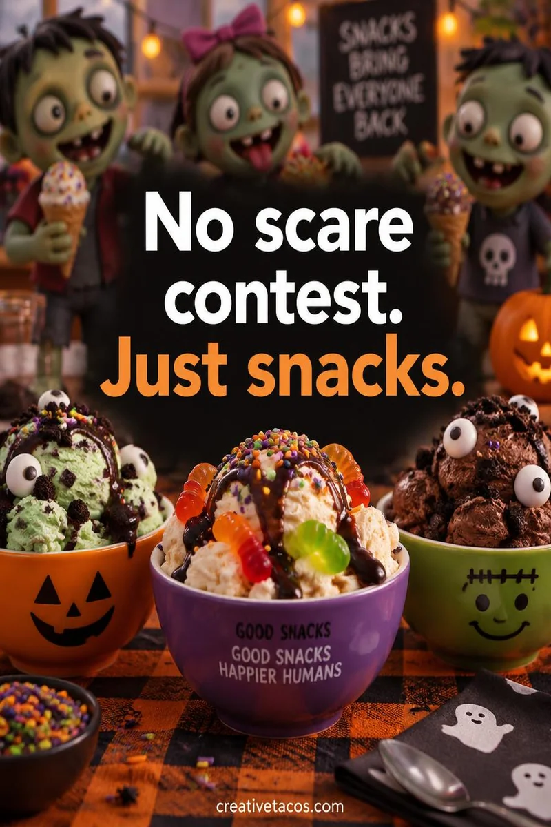 Quote card: No scare contest. Just snacks.